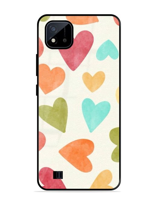 Watercolor Hearts Glossy Soft Edge Case for Realme C20 Chachhi