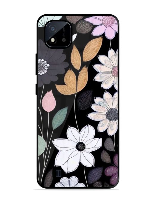 Whimsical Blooms On Black Glossy Soft Edge Case for Realme C20