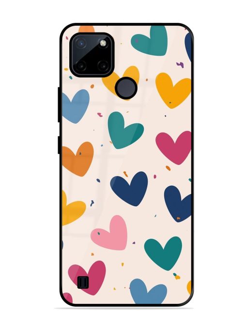 Rainbow Hearts Glossy Soft Edge Case for Realme C21Y Chachhi