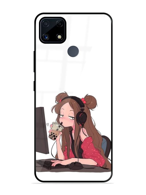 Girl Playing On Pc Glossy Soft Edge Case for Realme C25S Chachhi