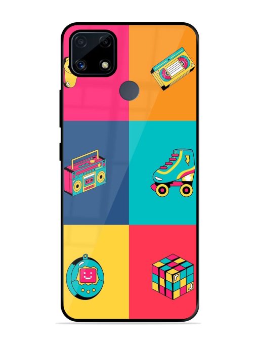 90S Throwback Grid Glossy Soft Edge Case for Realme C25S Chachhi