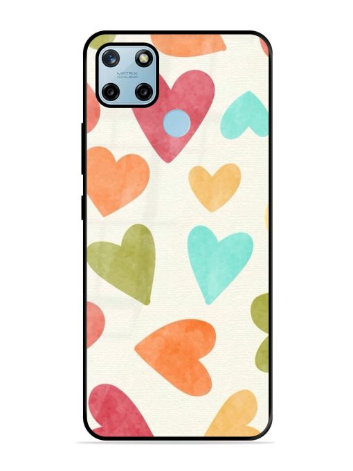 Watercolor Hearts Glossy Soft Edge Case for Realme C25Y Chachhi