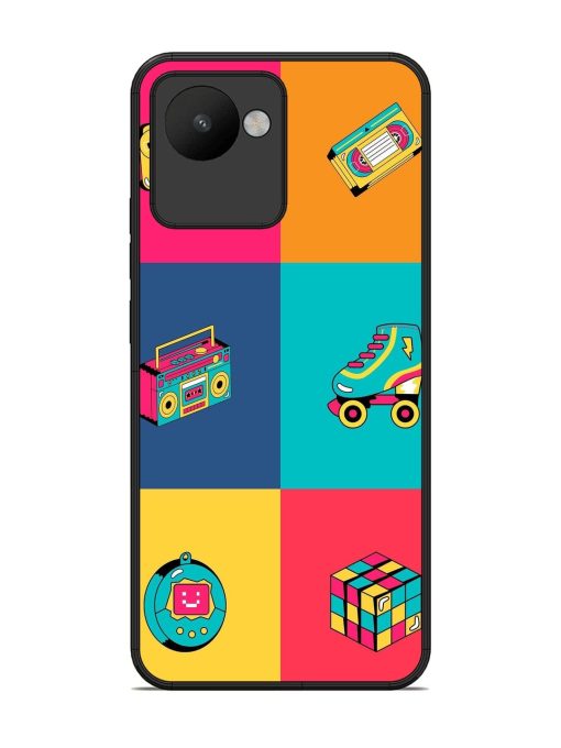 90S Throwback Grid Glossy Soft Edge Case for Realme C30 Chachhi