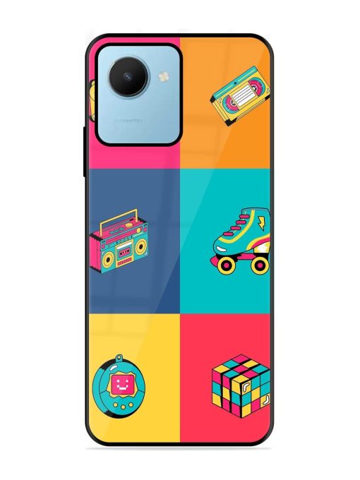 90S Throwback Grid Glossy Soft Edge Case for Realme C30S Chachhi