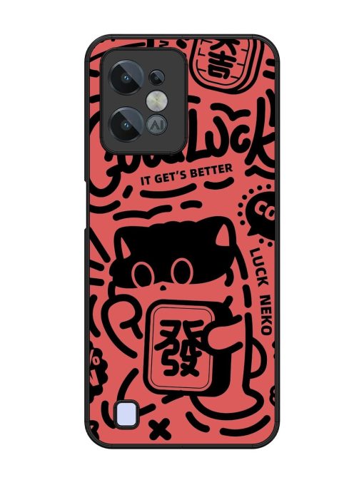 Lucky Cat Doodle Glossy Soft Edge Case for Realme C31 Chachhi