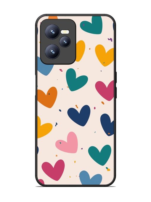 Rainbow Hearts Glossy Soft Edge Case for Realme C35 Chachhi