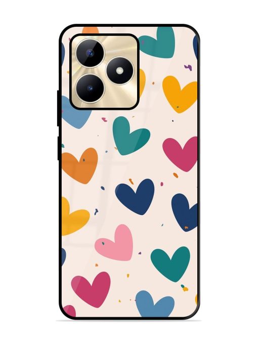 Rainbow Hearts Glossy Soft Edge Case for Realme C53 Chachhi