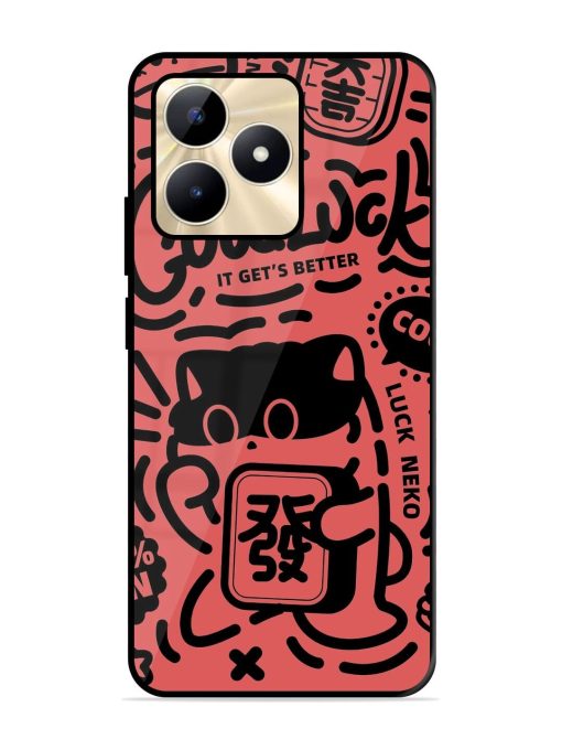 Lucky Cat Doodle Glossy Soft Edge Case for Realme C53