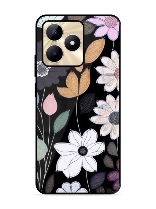 Whimsical Blooms On Black Glossy Soft Edge Case for Realme C53 Chachhi