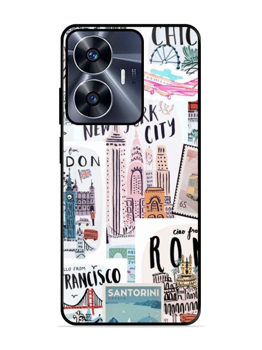 Travelogue Glossy Soft Edge Case for Realme C55 Chachhi