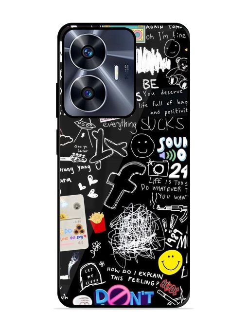 Doodle Diary Glossy Soft Edge Case for Realme C55 Chachhi