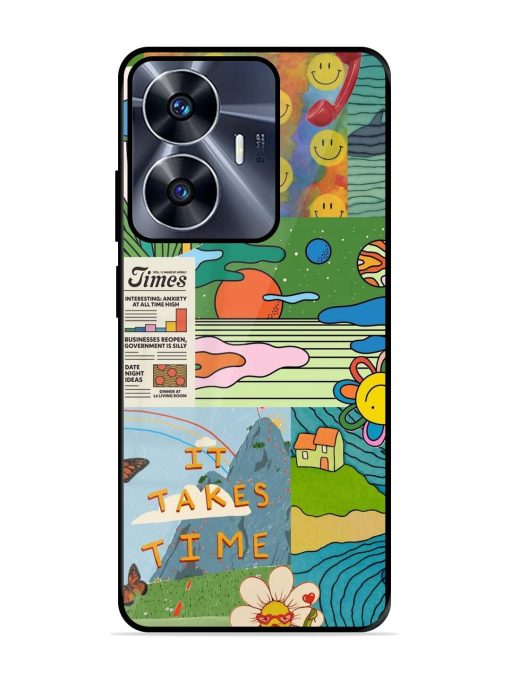 Groovy Vibes Glossy Soft Edge Case for Realme C55 Chachhi