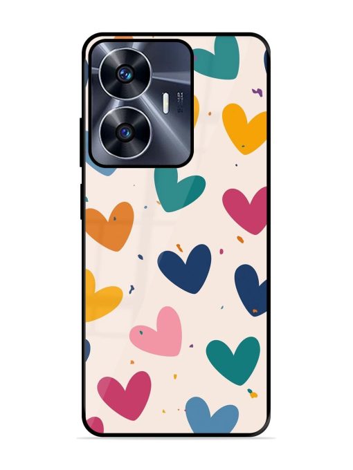 Rainbow Hearts Glossy Soft Edge Case for Realme C55 Chachhi