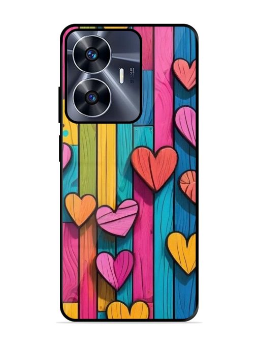 Rainbow Of Hearts Glossy Soft Edge Case for Realme C55 Chachhi