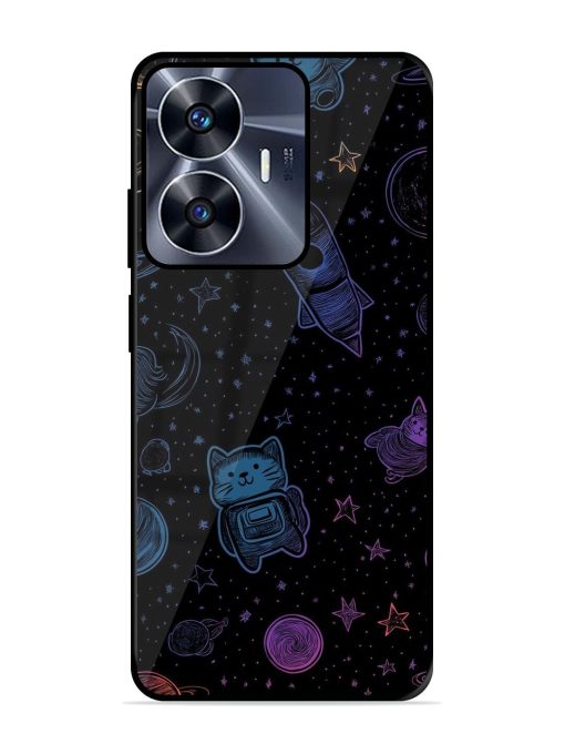 Cosmic Cat Chaos Glossy Soft Edge Case for Realme C55 Chachhi