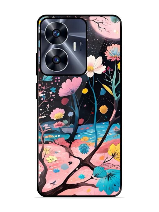 Cosmic Bloom Glossy Soft Edge Case for Realme C55 Chachhi