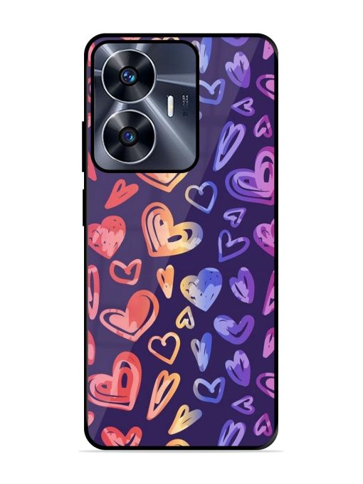 Rainbow Hearts Glossy Soft Edge Case for Realme C55 Chachhi