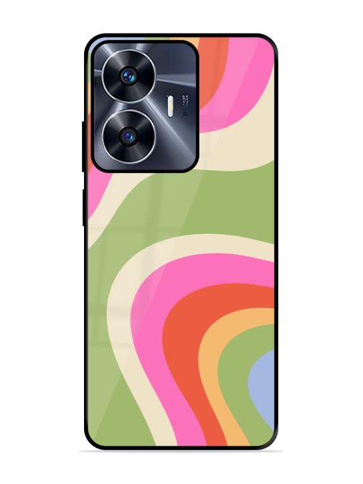 Wavy Rainbow Wonderland Glossy Soft Edge Case for Realme C55 Chachhi