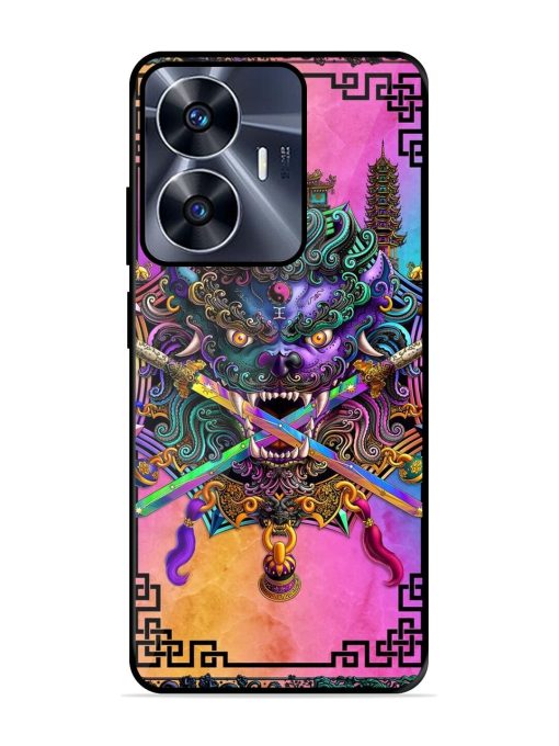 Psychedelic Fu Dog Tapestry Glossy Soft Edge Case for Realme C55 Chachhi