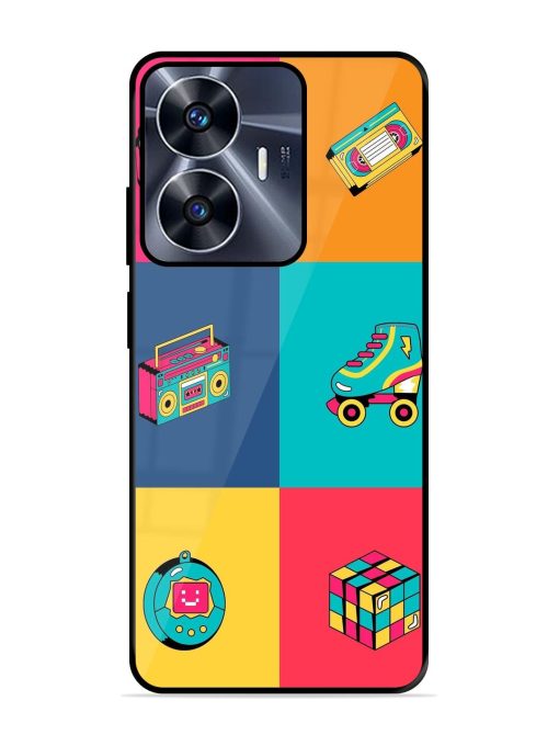 90S Throwback Grid Glossy Soft Edge Case for Realme C55 Chachhi