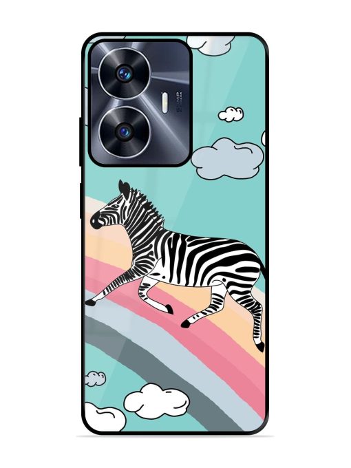 Zebra On A Rainbow Glossy Soft Edge Case for Realme C55 Chachhi