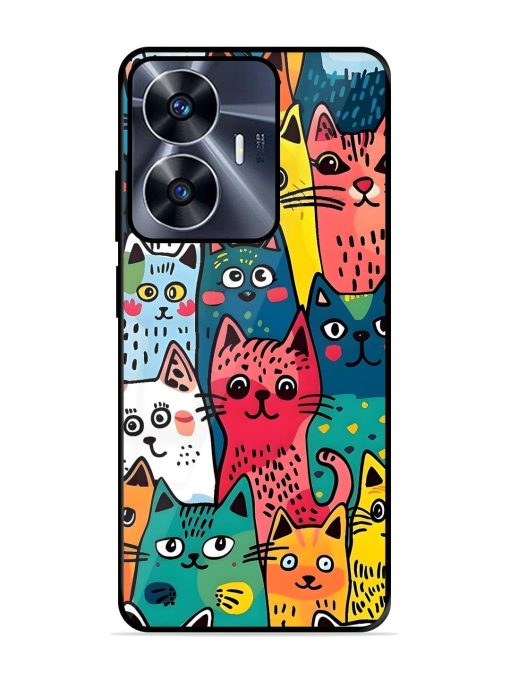 Feline Frenzy Glossy Soft Edge Case for Realme C55 Chachhi