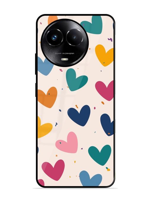 Rainbow Hearts Glossy Soft Edge Case for Realme C67 (5G) Chachhi