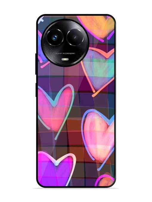 Neon Hearts Glossy Soft Edge Case for Realme C67 (5G) Chachhi