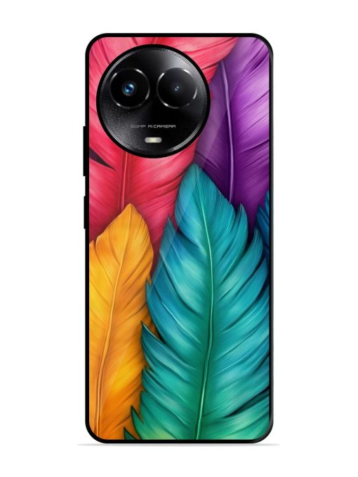 Rainbow Feathers Glossy Soft Edge Case for Realme C67 (5G) Chachhi