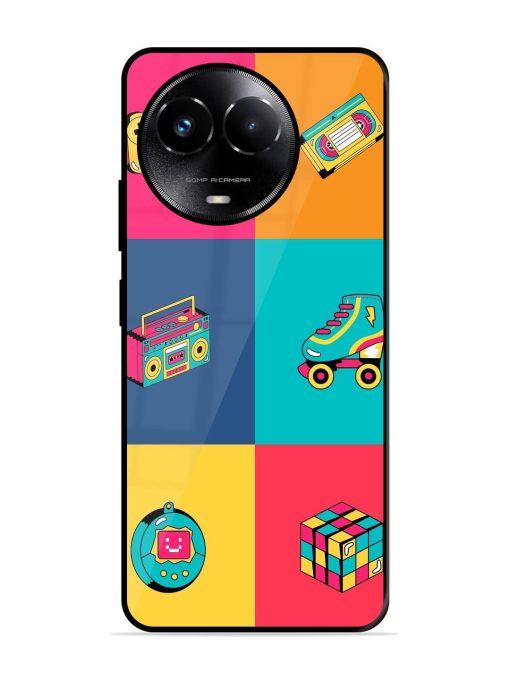 90S Throwback Grid Glossy Soft Edge Case for Realme C67 (5G) Chachhi