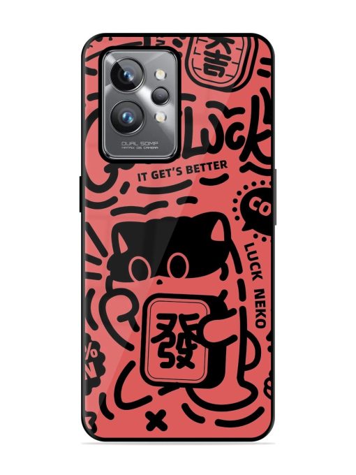 Lucky Cat Doodle Glossy Soft Edge Case for Realme Gt 2 Pro Chachhi