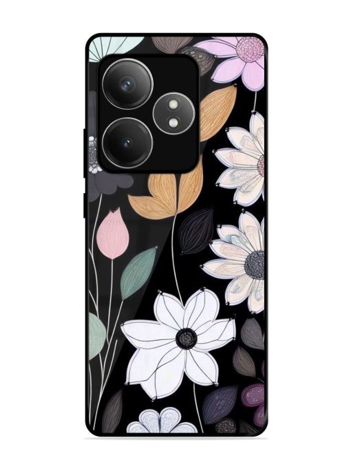 Whimsical Blooms On Black Glossy Soft Edge Case for Realme Gt 6T (5G) Chachhi