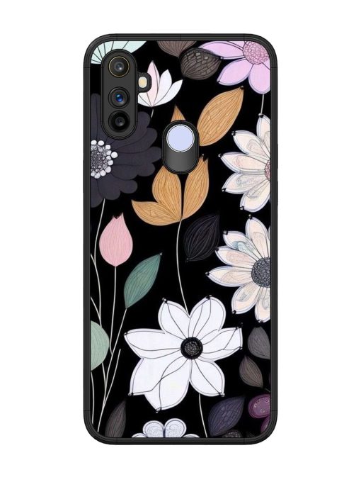 Whimsical Blooms On Black Glossy Soft Edge Case for Realme Narzo 10A