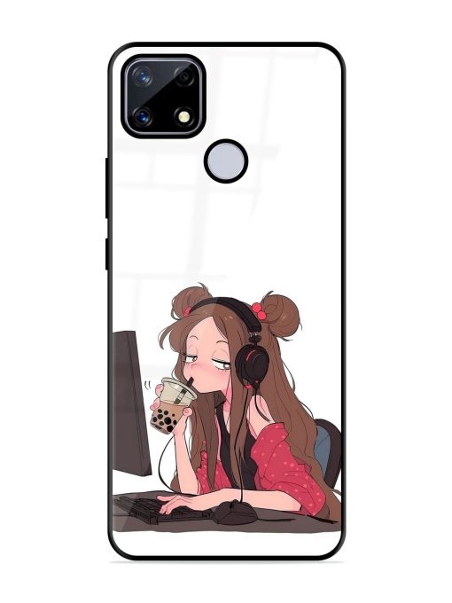 Girl Playing On Pc Glossy Soft Edge Case for Realme Narzo 20 Chachhi