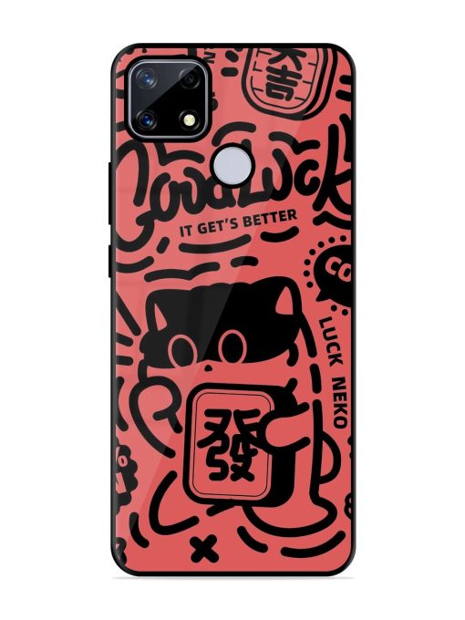 Lucky Cat Doodle Glossy Soft Edge Case for Realme Narzo 20 Chachhi