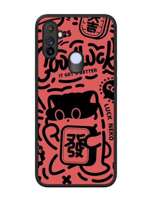 Lucky Cat Doodle Glossy Soft Edge Case for Realme Narzo 20A Chachhi