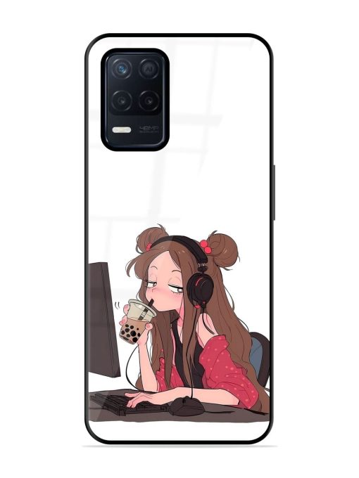 Girl Playing On Pc Glossy Soft Edge Case for Realme Narzo 30 (5G) Chachhi