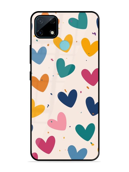 Rainbow Hearts Glossy Soft Edge Case for Realme Narzo 30A Chachhi