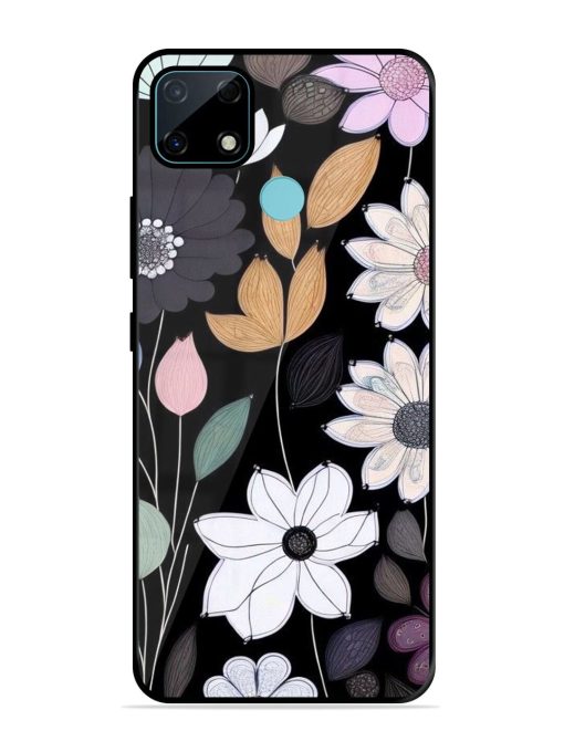 Whimsical Blooms On Black Glossy Soft Edge Case for Realme Narzo 30A Chachhi