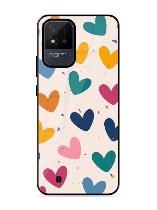 Rainbow Hearts Glossy Soft Edge Case for Realme Narzo 50I Chachhi