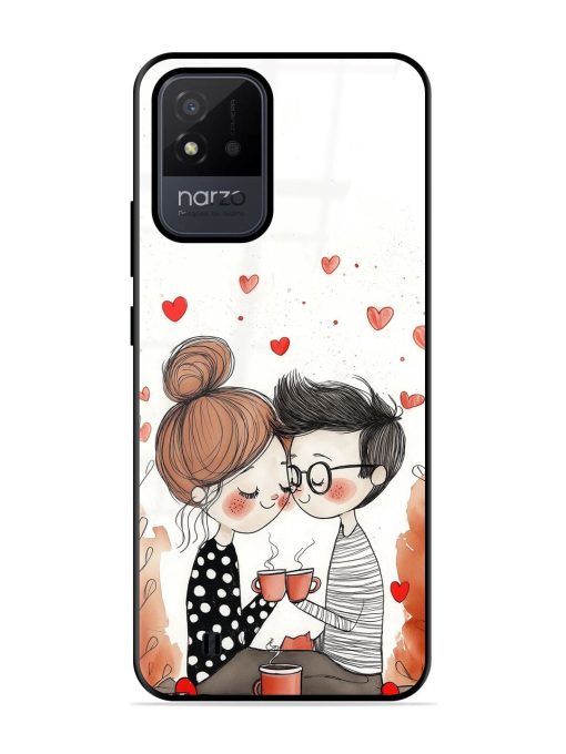 Couple Seating With Coffee Glossy Soft Edge Case for Realme Narzo 50I Chachhi