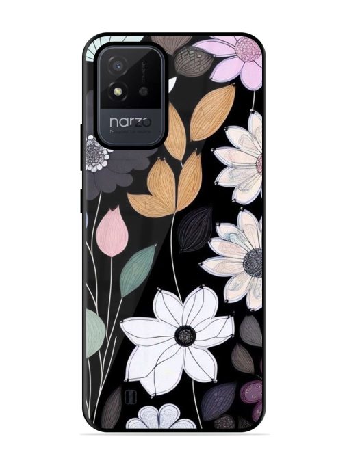 Whimsical Blooms On Black Glossy Soft Edge Case for Realme Narzo 50I Chachhi