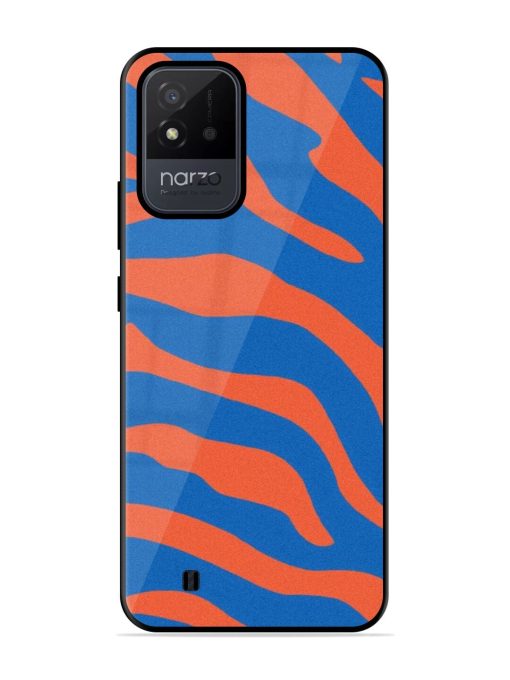 Zebra Stripes In Blue And Orange Glossy Soft Edge Case for Realme Narzo 50I Chachhi