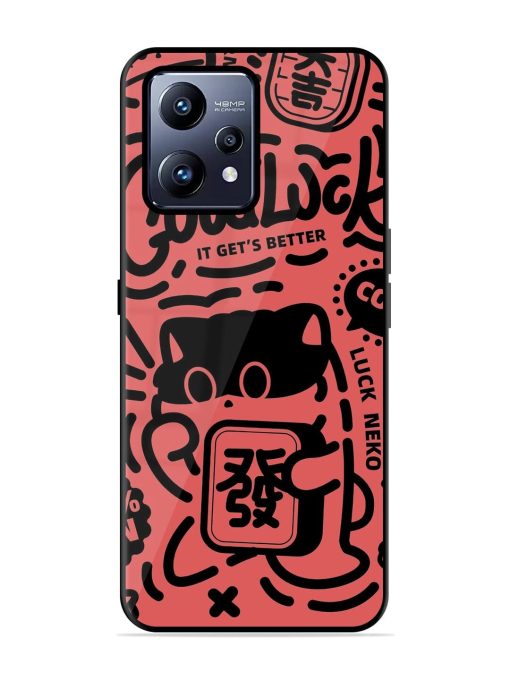 Lucky Cat Doodle Glossy Soft Edge Case for Realme Narzo 50 Pro Chachhi