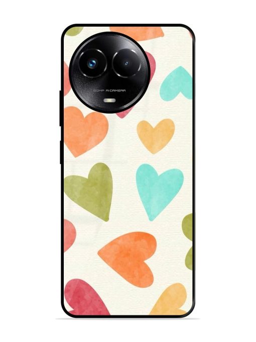 Watercolor Hearts Glossy Soft Edge Case for Realme Narzo 60X (5G)