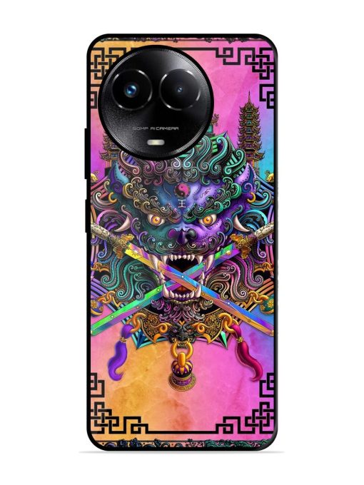 Psychedelic Fu Dog Tapestry Glossy Soft Edge Case for Realme Narzo 60X (5G) Chachhi