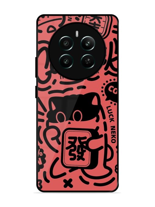 Lucky Cat Doodle Glossy Soft Edge Case for Realme Narzo 70 (5G) Chachhi