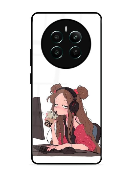 Girl Playing On Pc Glossy Soft Edge Case for Realme Narzo 70 Pro (5G) Chachhi