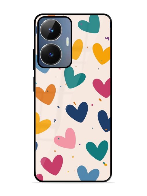 Rainbow Hearts Glossy Soft Edge Case for Realme Narzo N55 Chachhi