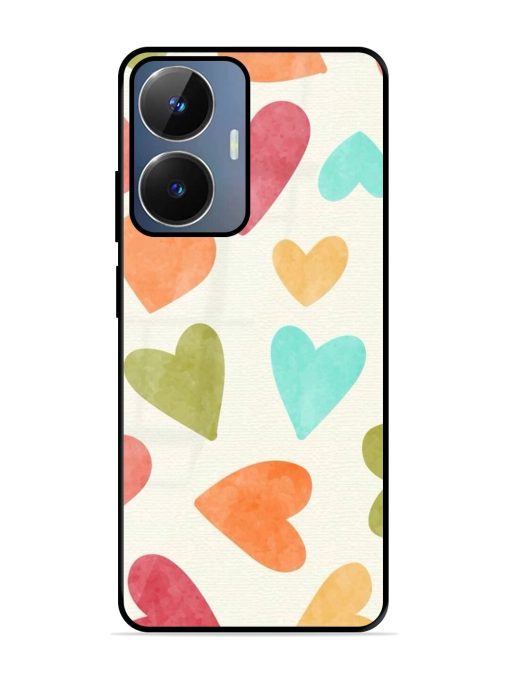 Watercolor Hearts Glossy Soft Edge Case for Realme Narzo N55 Chachhi